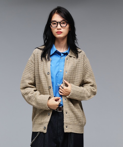 Adoon plain（アドーンプレーン）の「KNIT PORO CARDIGAN / ニットポロカーディガン（カーディガン/ボレロ・メンズ・ライトベージュ/ボルドー/ダークグレー/ネイビー・MEDIUM/LARGE）」の15枚目の写真