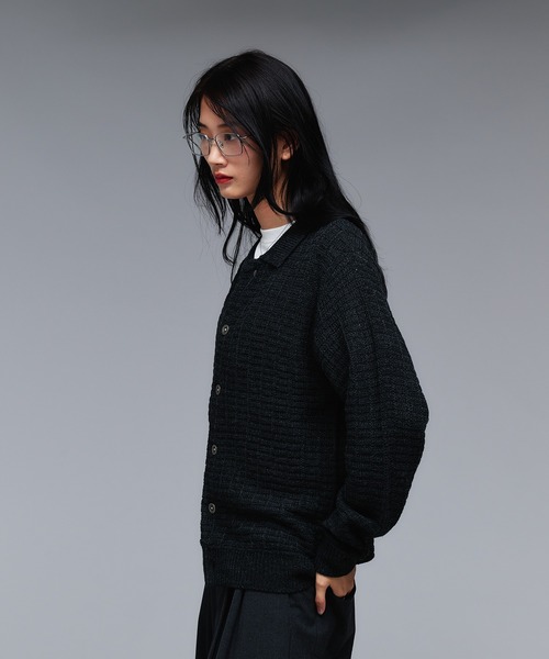 Adoon plain（アドーンプレーン）の「KNIT PORO CARDIGAN / ニットポロカーディガン（カーディガン/ボレロ・メンズ・ライトベージュ/ボルドー/ダークグレー/ネイビー・MEDIUM/LARGE）」の6枚目の写真
