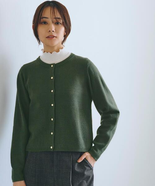 grove(グローブ)の「【毛玉軽減/洗える】編地切替カーディガン(カーディガン/ボレロ・レディース・ブラック/カーキ/オフホワイト/ライトグレー系9/オレンジ・02/03/01/04/05)」の5枚目の写真