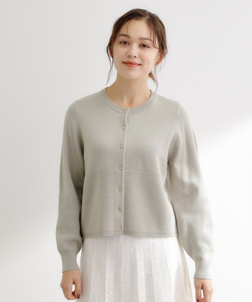 grove(グローブ)の「【毛玉軽減/洗える】編地切替カーディガン(カーディガン/ボレロ・レディース・ブラック/カーキ/オフホワイト/ライトグレー系9/オレンジ・02/03/01/04/05)」の6枚目の写真