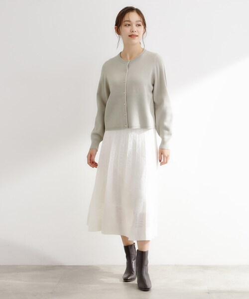 grove(グローブ)の「【毛玉軽減/洗える】編地切替カーディガン(カーディガン/ボレロ・レディース・ブラック/カーキ/オフホワイト/ライトグレー系9/オレンジ・02/03/01/04/05)」の8枚目の写真