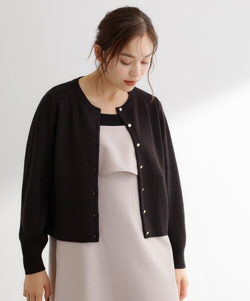 grove(グローブ)の「【毛玉軽減/洗える】編地切替カーディガン(カーディガン/ボレロ・レディース・ブラック/カーキ/オフホワイト/ライトグレー系9/オレンジ・02/03/01/04/05)」の10枚目の写真