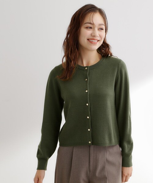 grove(グローブ)の「【毛玉軽減/洗える】編地切替カーディガン(カーディガン/ボレロ・レディース・ブラック/カーキ/オフホワイト/ライトグレー系9/オレンジ・02/03/01/04/05)」の14枚目の写真