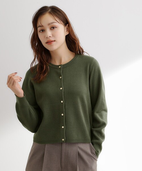 grove(グローブ)の「【毛玉軽減/洗える】編地切替カーディガン(カーディガン/ボレロ・レディース・ブラック/カーキ/オフホワイト/ライトグレー系9/オレンジ・02/03/01/04/05)」の15枚目の写真