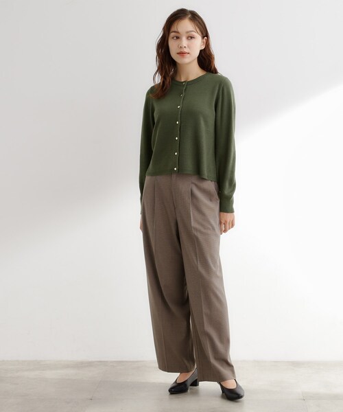 grove(グローブ)の「【毛玉軽減/洗える】編地切替カーディガン(カーディガン/ボレロ・レディース・ブラック/カーキ/オフホワイト/ライトグレー系9/オレンジ・02/03/01/04/05)」の16枚目の写真