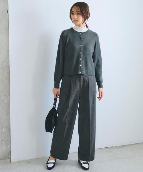 grove(グローブ)の「【毛玉軽減/洗える】編地切替カーディガン(カーディガン/ボレロ・レディース・ブラック/カーキ/オフホワイト/ライトグレー系9/オレンジ・02/03/01/04/05)」の17枚目の写真