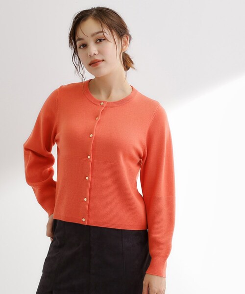 grove(グローブ)の「【毛玉軽減/洗える】編地切替カーディガン(カーディガン/ボレロ・レディース・ブラック/カーキ/オフホワイト/ライトグレー系9/オレンジ・02/03/01/04/05)」の19枚目の写真
