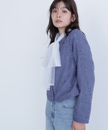 極美品⭐︎ユキトリイ　レース　ブルゾン　ジャケット　近年モデル　青 ブルゾン（ブルー・ネイビー/青色系・レース）ファッション通販