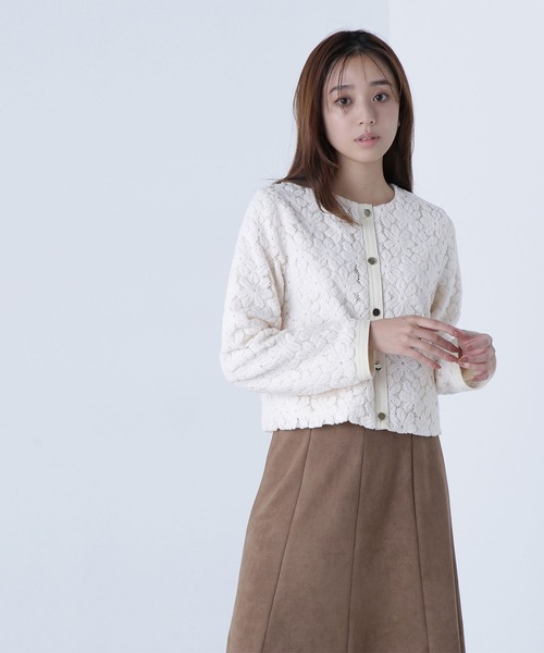 NATURAL BEAUTY BASIC(ナチュラルビューティーベーシック)の「◇起毛レースブルゾン(ブルゾン・レディース・オフホワイト/ブルー・FREE)」の3枚目の写真