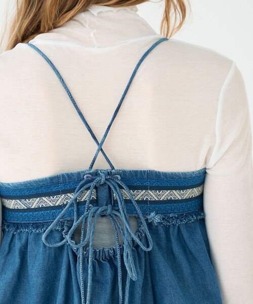 セール】ラインエンブロイダリー ペプラムキャミソール（キャミソール
