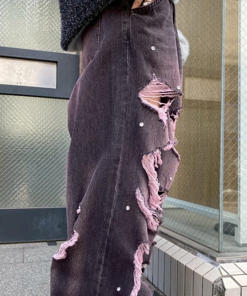 Candy Stripper（キャンディストリッパー）の「BIJOU DAMAGE DENIM パンツ（デニムパンツ・レディース・ブラック/ブラック系その他・FREE）」の11枚目の写真
