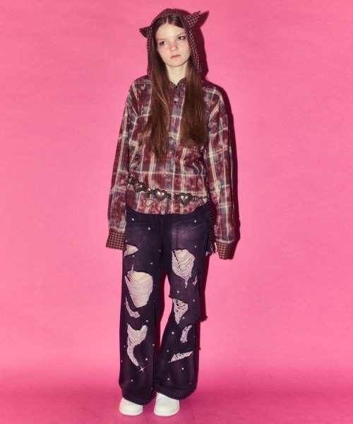 Candy Stripper（キャンディストリッパー）の「BIJOU DAMAGE DENIM パンツ（デニムパンツ・レディース・ブラック/ブラック系その他・FREE）」の3枚目の写真