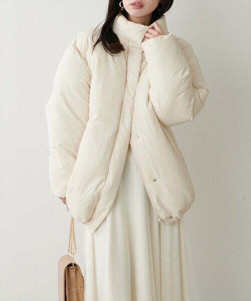 natural couture（ナチュラルクチュール）の「ノンキルト中綿ブルゾン（ブルゾン・レディース・ブラウン/アイボリー/グレイッシュベージュ/ブラック・FREE）」の5枚目の写真