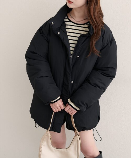 natural couture（ナチュラルクチュール）の「ノンキルト中綿ブルゾン（ブルゾン・レディース・ブラウン/アイボリー/グレイッシュベージュ/ブラック・FREE）」の8枚目の写真