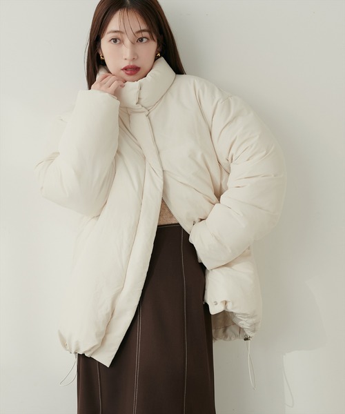 natural couture（ナチュラルクチュール）の「ノンキルト中綿ブルゾン（ブルゾン・レディース・ブラウン/アイボリー/グレイッシュベージュ/ブラック・FREE）」の2枚目の写真