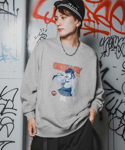 SIDEWAY STANCE（サイドウェイスタンス）の「【SIDEWAY STANCE】バリエーション プリント スウェット トレーナー（スウェット・メンズ・ブラック系/ブラック/ホワイト系1/ライトグレー系1/ホワイト系/グレー系2/ライトグレー系2/ブラック系3/ブラック系1/ライトグレー/グレー/ブラック系2/ホワイト系3/グレー系・LARGE/MEDIUM/SMALL/X-LARGE）」の14枚目の写真