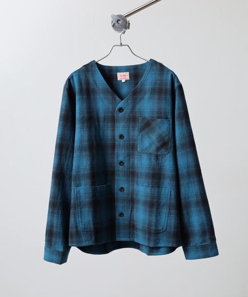 BIG MIKE（ビッグマイク）の「BIG MIKE Heavy Flannel Cardigan ヘビーフランネル オンブレチェック長袖カーディガン（カーディガン/ボレロ・メンズ・ブラック×ブルー・XL/L/M）」の20枚目の写真