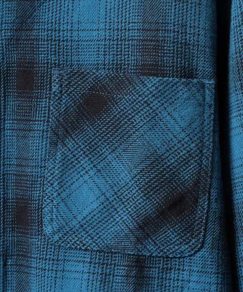 BIG MIKE（ビッグマイク）の「BIG MIKE Heavy Flannel Cardigan ヘビーフランネル オンブレチェック長袖カーディガン（カーディガン/ボレロ・メンズ・ブラック×ブルー・XL/L/M）」の9枚目の写真