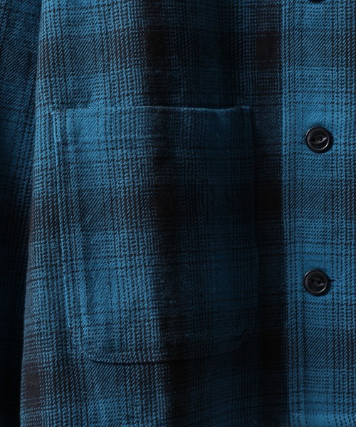 BIG MIKE（ビッグマイク）の「BIG MIKE Heavy Flannel Cardigan ヘビーフランネル オンブレチェック長袖カーディガン（カーディガン/ボレロ・メンズ・ブラック×ブルー・XL/L/M）」の8枚目の写真