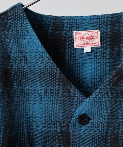 BIG MIKE（ビッグマイク）の「BIG MIKE Heavy Flannel Cardigan ヘビーフランネル オンブレチェック長袖カーディガン（カーディガン/ボレロ・メンズ・ブラック×ブルー・XL/L/M）」の21枚目の写真
