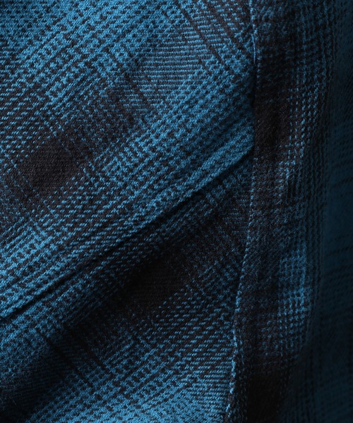 BIG MIKE（ビッグマイク）の「BIG MIKE Heavy Flannel Cardigan ヘビーフランネル オンブレチェック長袖カーディガン（カーディガン/ボレロ・メンズ・ブラック×ブルー・XL/L/M）」の14枚目の写真