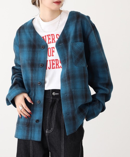 BIG MIKE（ビッグマイク）の「BIG MIKE Heavy Flannel Cardigan ヘビーフランネル オンブレチェック長袖カーディガン（カーディガン/ボレロ・メンズ・ブラック×ブルー・XL/L/M）」の15枚目の写真