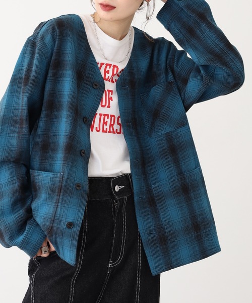 BIG MIKE（ビッグマイク）の「BIG MIKE Heavy Flannel Cardigan ヘビーフランネル オンブレチェック長袖カーディガン（カーディガン/ボレロ・メンズ・ブラック×ブルー・XL/L/M）」の17枚目の写真