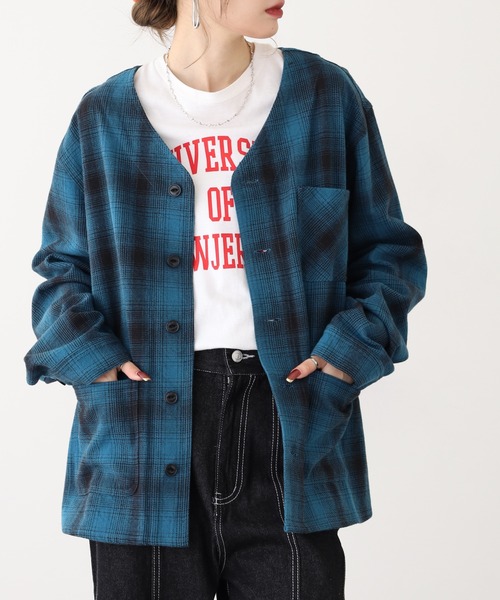 BIG MIKE（ビッグマイク）の「BIG MIKE Heavy Flannel Cardigan ヘビーフランネル オンブレチェック長袖カーディガン（カーディガン/ボレロ・メンズ・ブラック×ブルー・XL/L/M）」の18枚目の写真