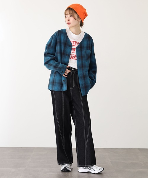 BIG MIKE（ビッグマイク）の「BIG MIKE Heavy Flannel Cardigan ヘビーフランネル オンブレチェック長袖カーディガン（カーディガン/ボレロ・メンズ・ブラック×ブルー・XL/L/M）」の19枚目の写真