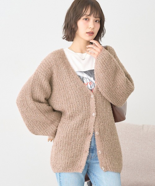 earth music&ecology（アースミュージックアンドエコロジー）の「スパンコールブークレカーディガン（カーディガン/ボレロ・レディース・モカ/ライトグレー/ライトピンク/アイボリー・FREE）」の4枚目の写真