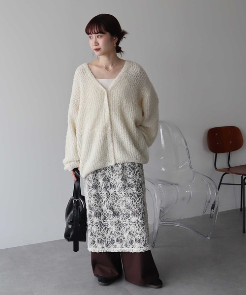 SPOOM/スプーム ブークレスクラッチ ニットカーディガン ファッション カーディガン ボレロ PC5608 セール】スパンコールブークレカーディガン（カーディガン/ボレロ