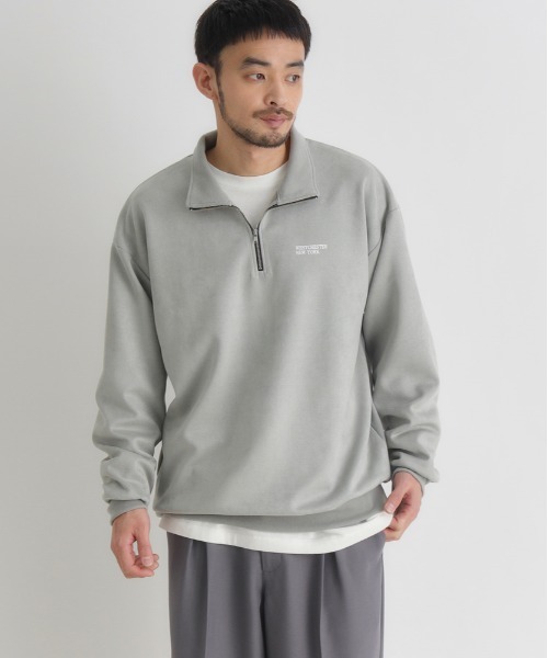 セール】【BACK NUMBER】フェイクスエードハーフZIPトレーナー