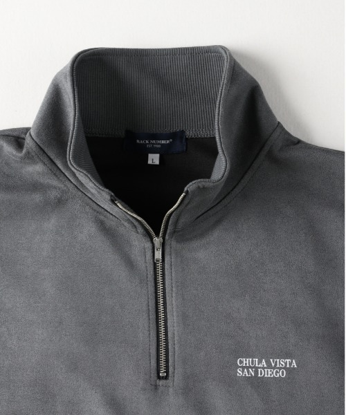 BACK NUMBER（バックナンバー）の「【BACK NUMBER】フェイクスエードハーフZIPトレーナー(ゆったり/シルエット/カジュアル）（スウェット・メンズ・オフホワイト/ライトグレー/ブラック/シルバー・M/L/XL）」の9枚目の写真