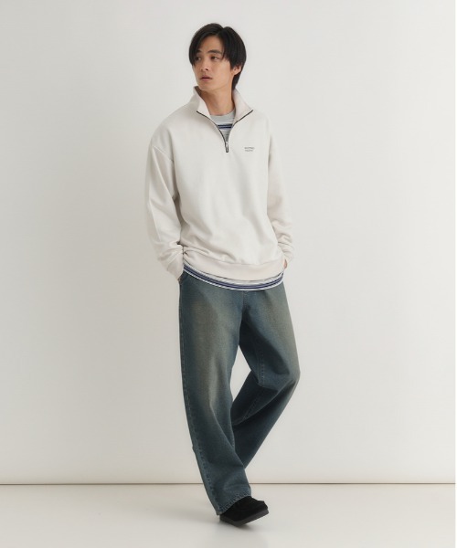 セール】【BACK NUMBER】フェイクスエードハーフZIPトレーナー