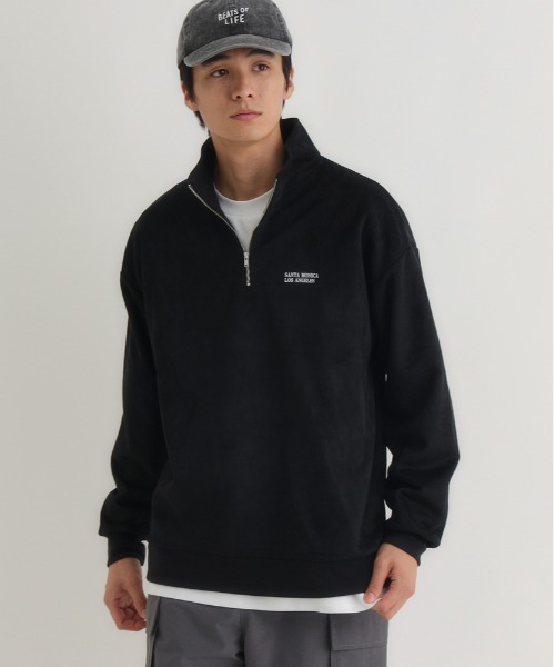 BACK NUMBER（バックナンバー）の「【BACK NUMBER】フェイクスエードハーフZIPトレーナー(ゆったり/シルエット/カジュアル）（スウェット・メンズ・オフホワイト/ライトグレー/ブラック/シルバー・M/L/XL）」の22枚目の写真