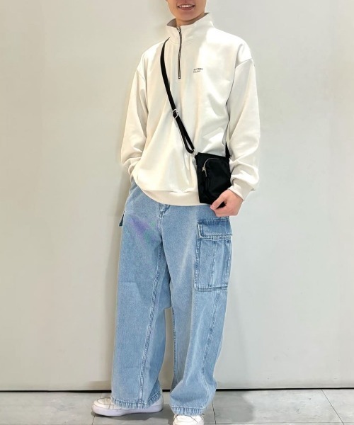 BACK NUMBER】フェイクスエードハーフZIPトレーナー(ゆったり