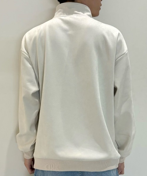 BACK NUMBER】フェイクスエードハーフZIPトレーナー(ゆったり