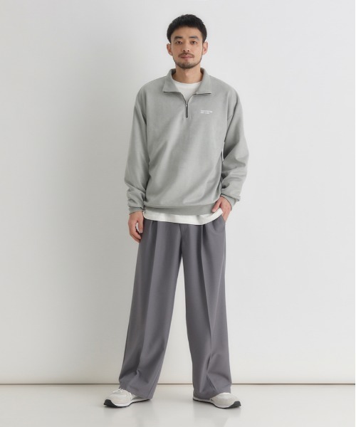 BACK NUMBER】フェイクスエードハーフZIPトレーナー(ゆったり