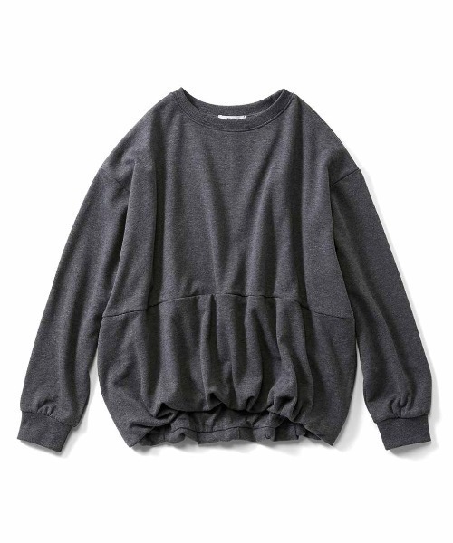 IEDIT(イディット)の「IEDIT 着るだけでサマになる バルーンヘムのゆったりスウェット(スウェット・レディース・ピンク/アイボリー/杢グレー・M/L/LL/3L/S)」の7枚目の写真