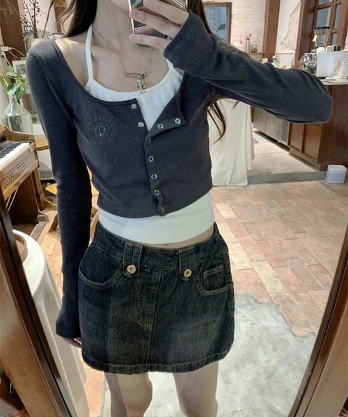 HALEY PESCA(ヘーリーペスカ)の「HALEY PESCA/レイヤード風デザイン バイカラーカーディガントップス(Tシャツ/カットソー・レディース・ライトグレー/ダークグレー・SMALL/MEDIUM)」の9枚目の写真