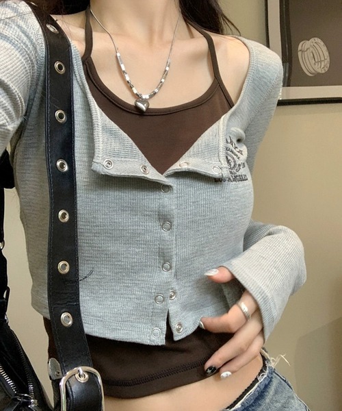 HALEY PESCA(ヘーリーペスカ)の「HALEY PESCA/レイヤード風デザイン バイカラーカーディガントップス(Tシャツ/カットソー・レディース・ライトグレー/ダークグレー・SMALL/MEDIUM)」の21枚目の写真