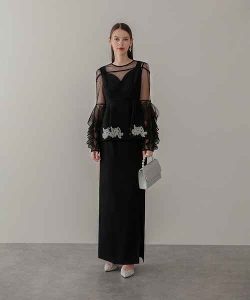 セール】【LEJA】シアースリーブフリルペプラムタイトスカート