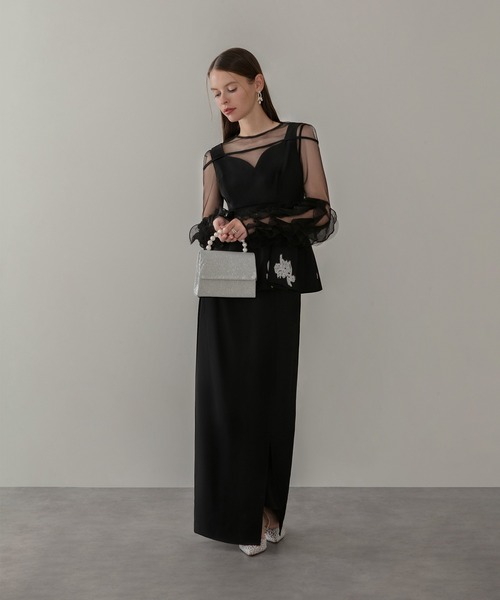 セール】【LEJA】シアースリーブフリルペプラムタイトスカート