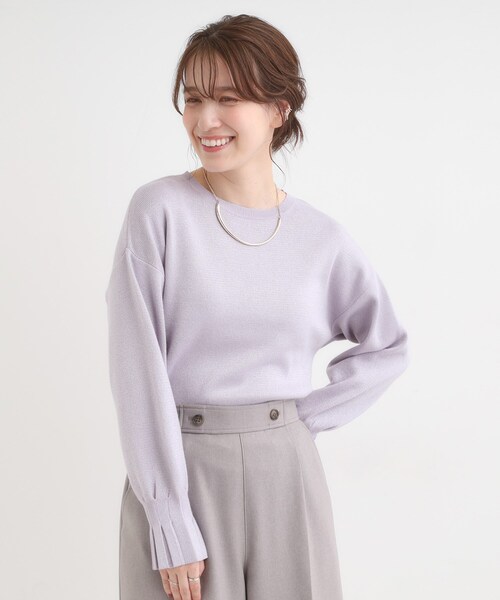 DRESKIP（ドレスキップ）の「【S-LL】お袖タックが女性らしさをプラス 華やかラメニット（ニット/セーター・レディース・ゴールド/ネイビー/パープル/シルバー・02/01/04/03）」の17枚目の写真