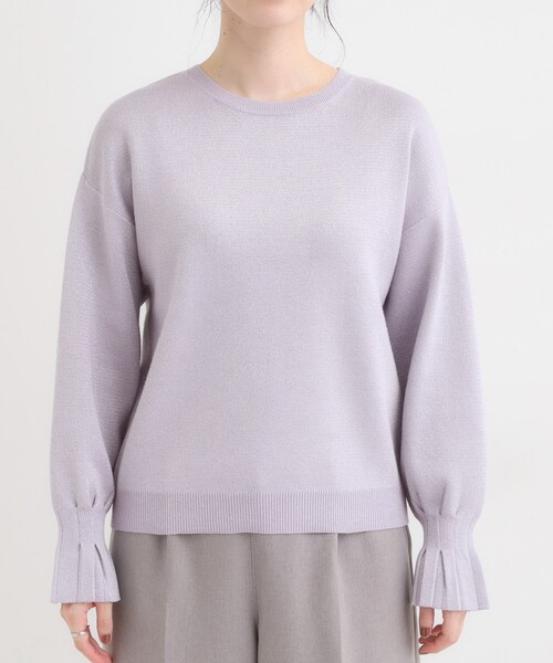 DRESKIP（ドレスキップ）の「【S-LL】お袖タックが女性らしさをプラス 華やかラメニット（ニット/セーター・レディース・ゴールド/ネイビー/パープル/シルバー・02/01/04/03）」の9枚目の写真