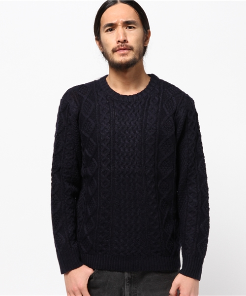 CIAOPANIC(チャオパニック)の「【Ciaopanic】 AC/Wアラン柄P/O(ニット/セーター・メンズ・キャメル/オリーブ/グリーン/ボルドー/ネイビー/グレー・MEDIUM/LARGE)」の4枚目の写真