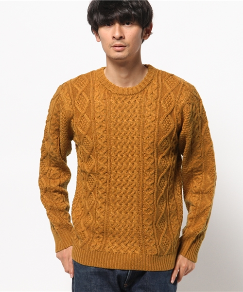 CIAOPANIC(チャオパニック)の「【Ciaopanic】 AC/Wアラン柄P/O(ニット/セーター・メンズ・キャメル/オリーブ/グリーン/ボルドー/ネイビー/グレー・MEDIUM/LARGE)」の5枚目の写真