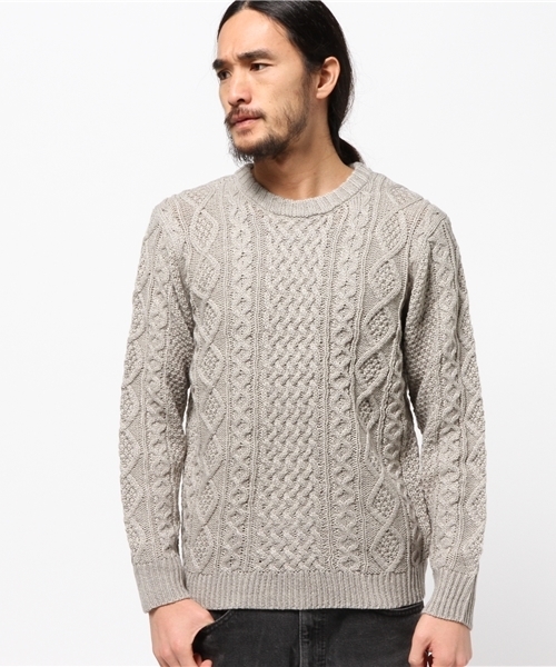 CIAOPANIC(チャオパニック)の「【Ciaopanic】 AC/Wアラン柄P/O(ニット/セーター・メンズ・キャメル/オリーブ/グリーン/ボルドー/ネイビー/グレー・MEDIUM/LARGE)」の2枚目の写真