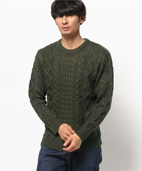 CIAOPANIC(チャオパニック)の「【Ciaopanic】 AC/Wアラン柄P/O(ニット/セーター・メンズ・キャメル/オリーブ/グリーン/ボルドー/ネイビー/グレー・MEDIUM/LARGE)」の3枚目の写真