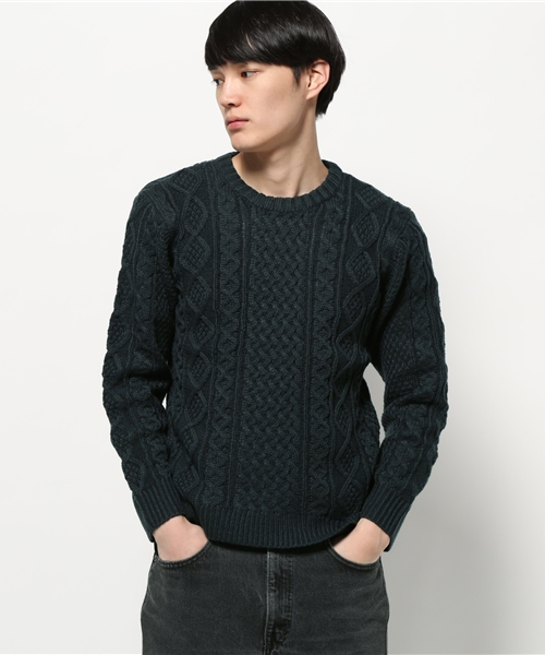 CIAOPANIC(チャオパニック)の「【Ciaopanic】 AC/Wアラン柄P/O(ニット/セーター・メンズ・キャメル/オリーブ/グリーン/ボルドー/ネイビー/グレー・MEDIUM/LARGE)」の1枚目の写真